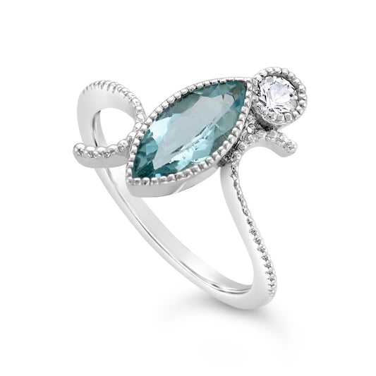 Aquamarine & Sapphire Ring