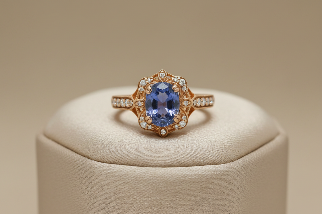 Purple Sapphire Ring with Diamonds