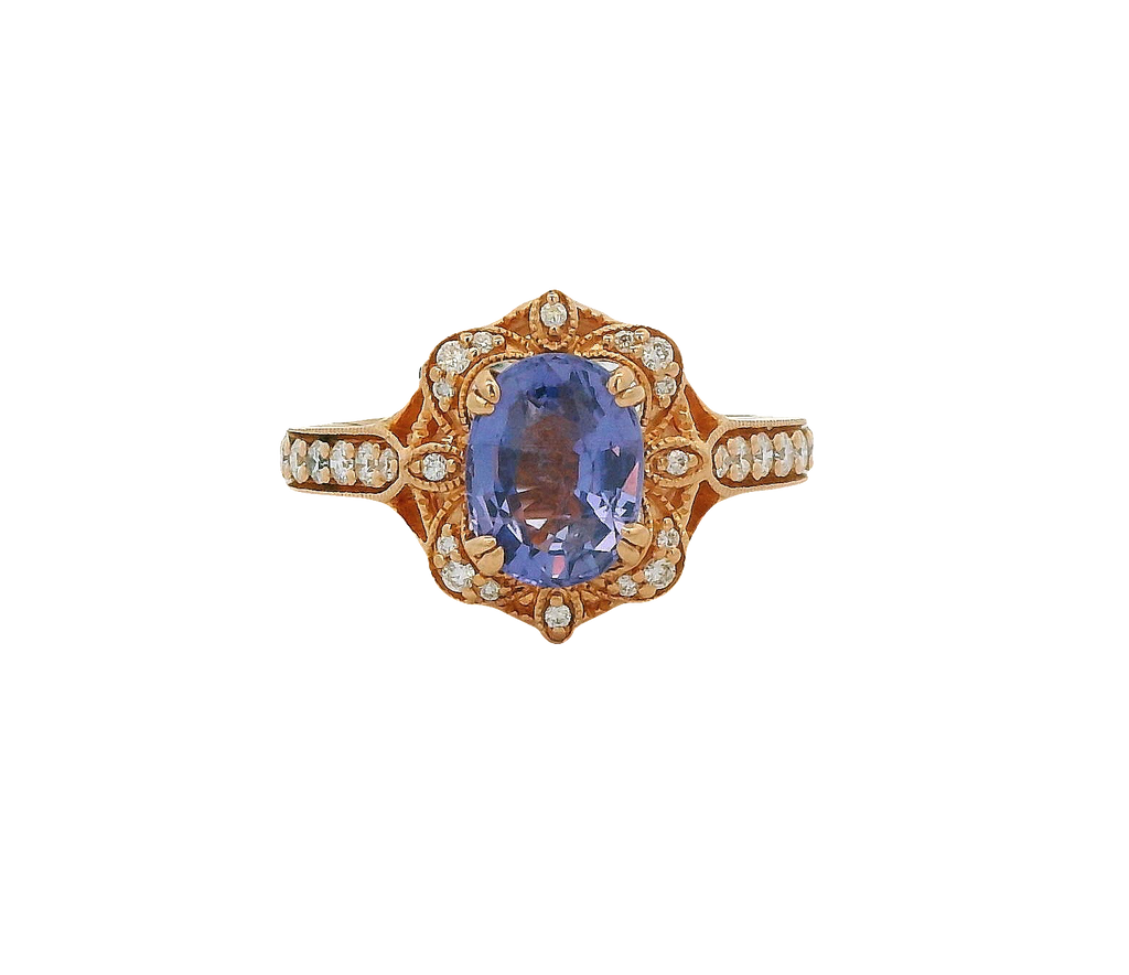 Purple Sapphire Ring with Diamonds