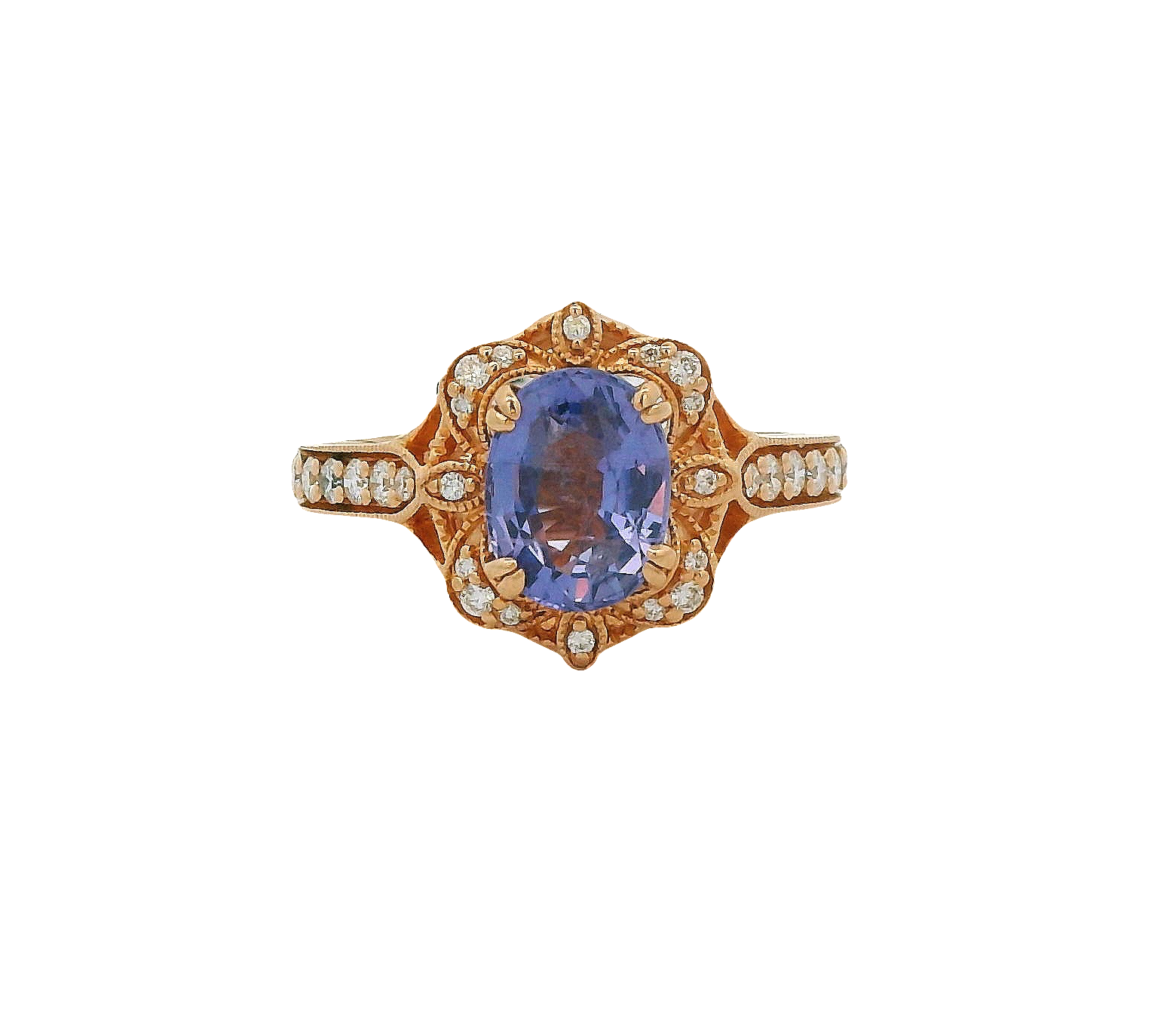 Purple Sapphire Ring with Diamonds