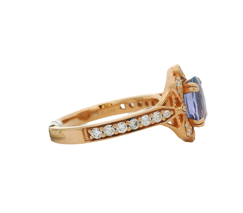 Purple Sapphire Ring with Diamonds