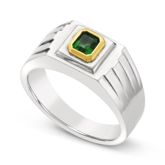 Men's Tsavorite Garnet Signet Ring