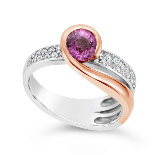 Pink Sapphire & Diamond Ring