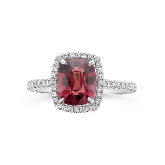 Red-Orange Sapphire & Diamond Ring