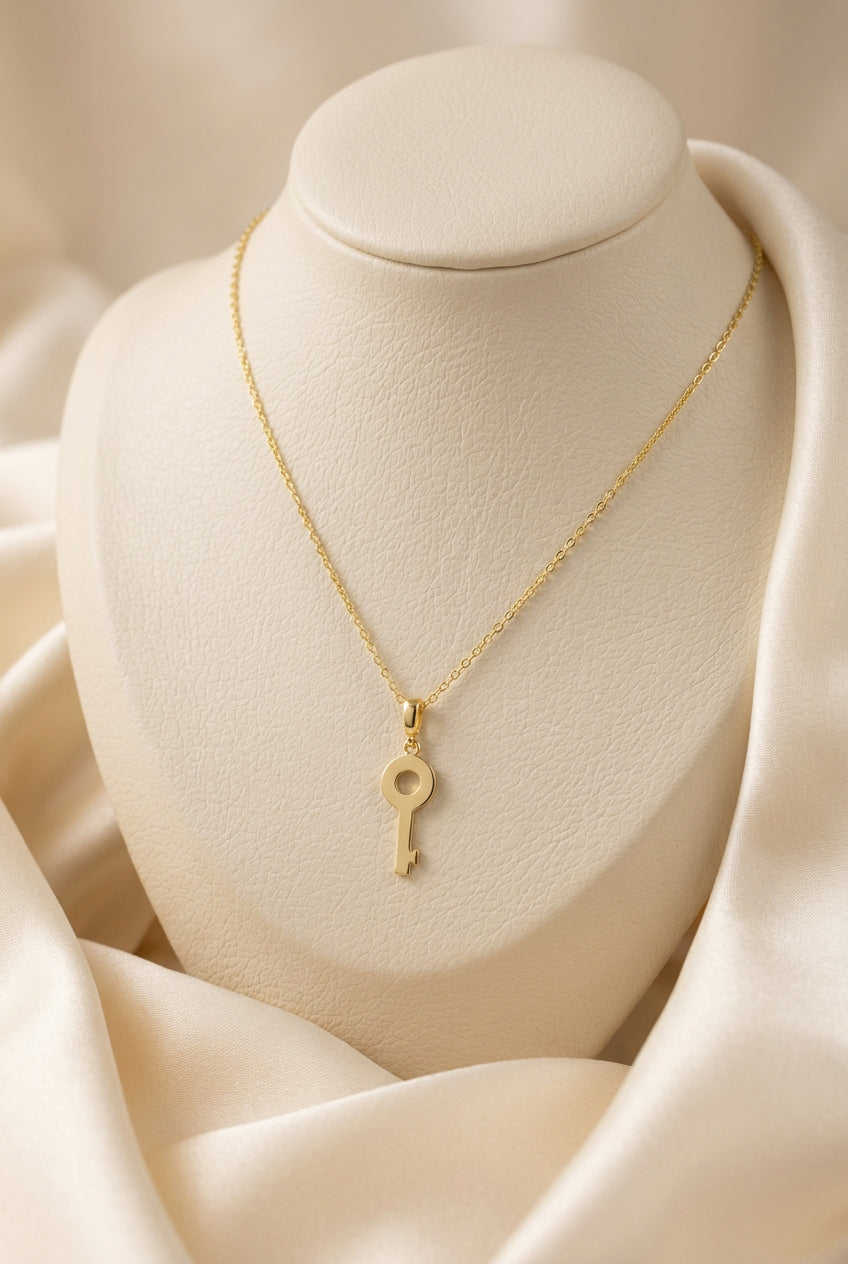 10K Yellow gold key pendant