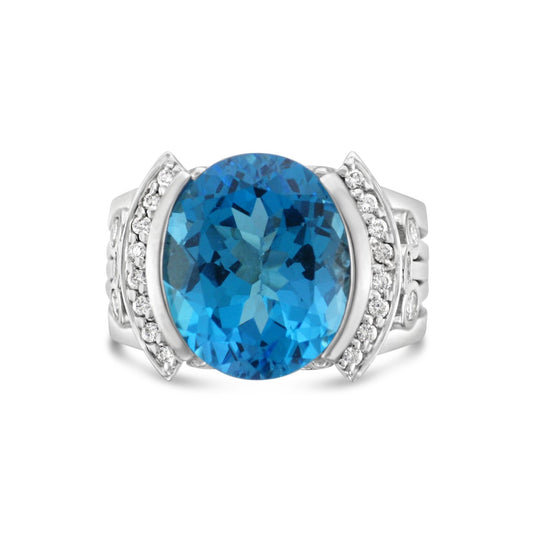 Blue Topaz & Diamond Ring