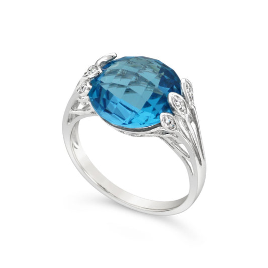 Blue Topaz & Diamond Ring