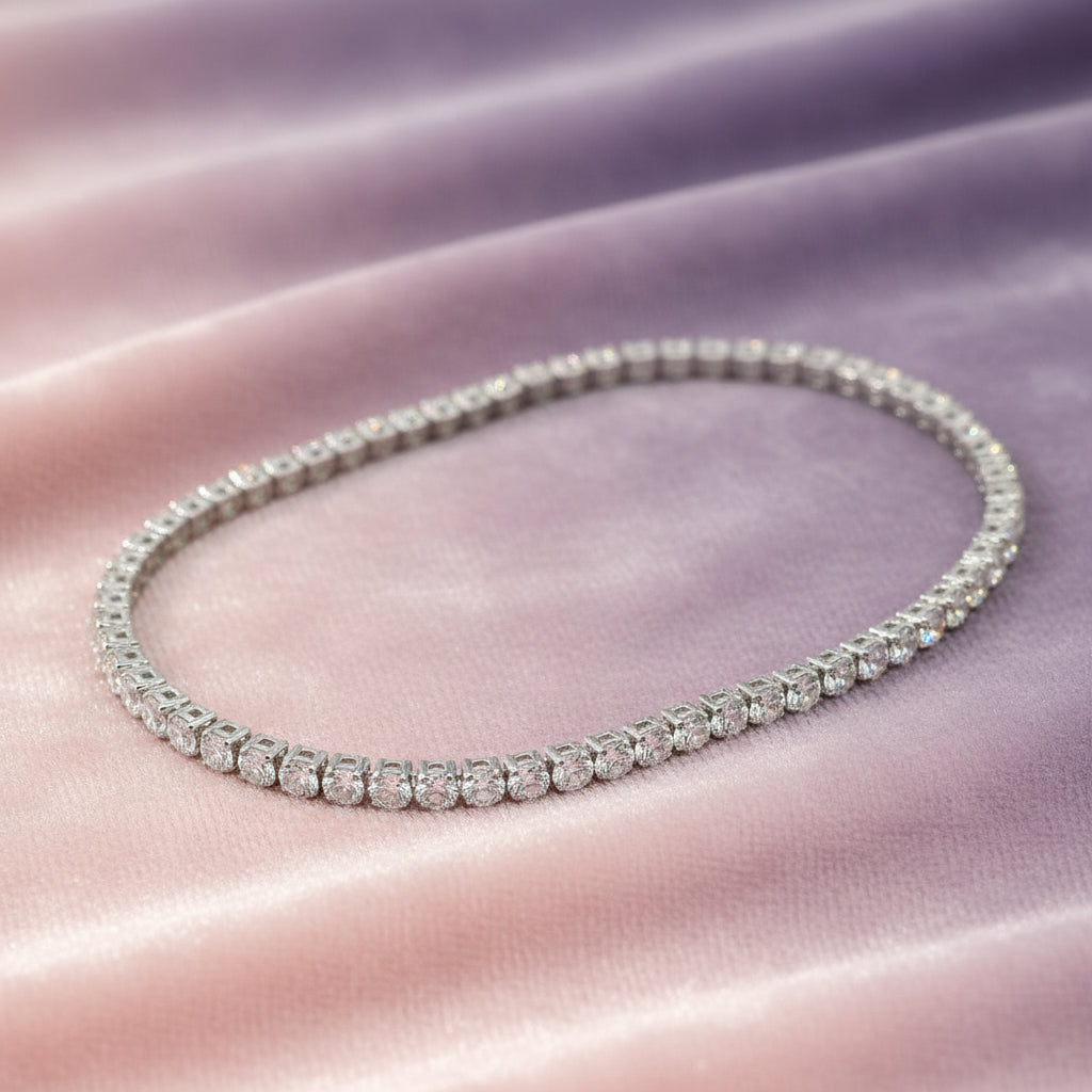 14K WG 3.07ctw VS,EF Lab Grown Diamond Tennis Bracelet 7"