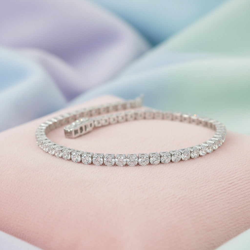 14K WG 3.07ctw VS,EF Lab Grown Diamond Tennis Bracelet 7"