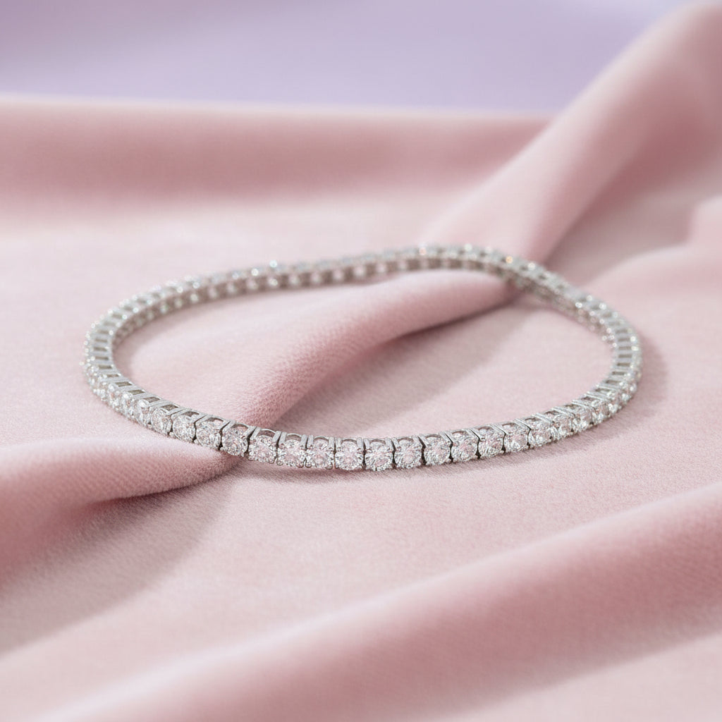 10K WG 3.00CTW Lab Diamond Tennis Bracelet 7"