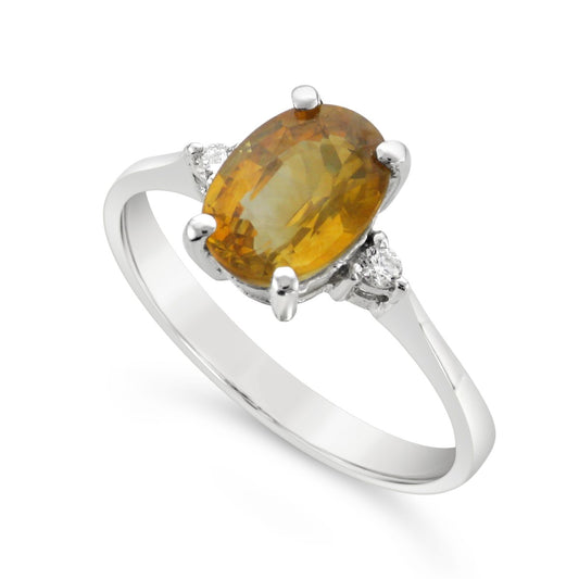 Yellow Sapphire & Diamond Ring