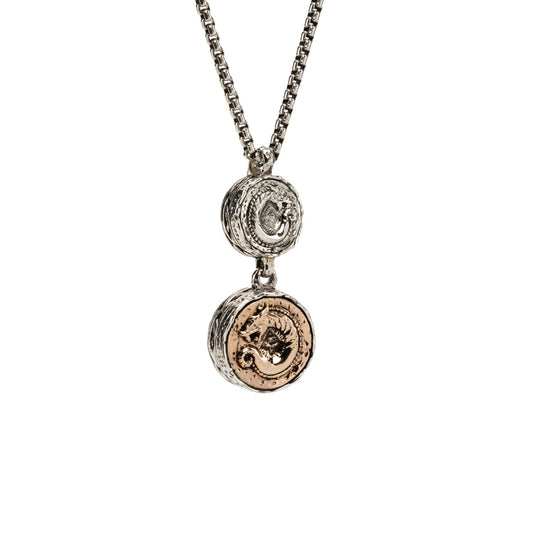 Petrichor Double Dragon Coin Pendant