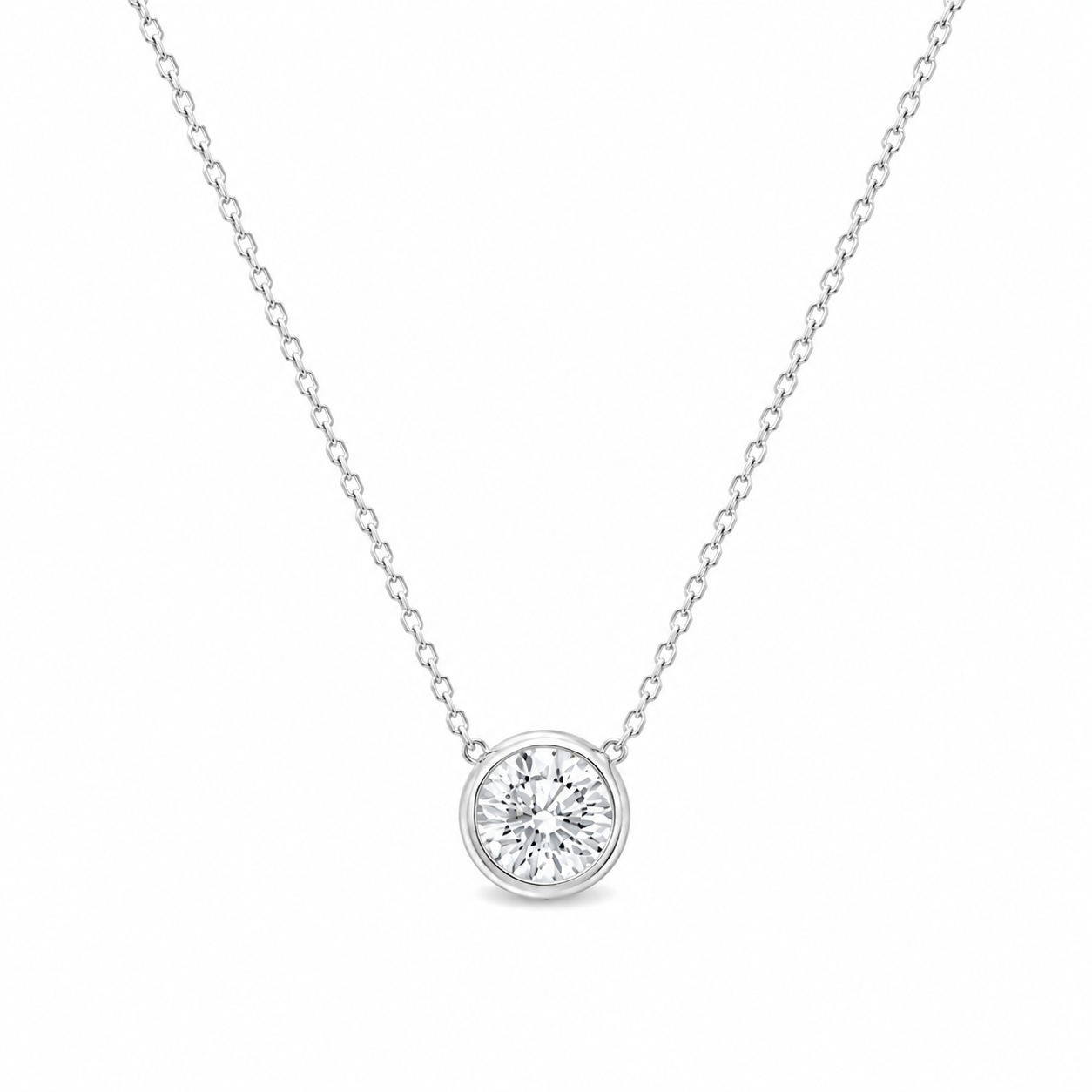 Bezel Set Diamond Necklace
