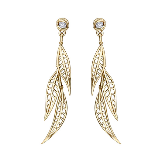 Canadian Diamond Willow Leaf Earrings