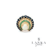 Yellow Gold Peacock Style Fashion Ring