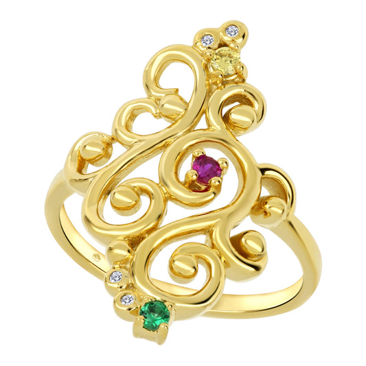 FamGlam Filigree Birthstone Ring