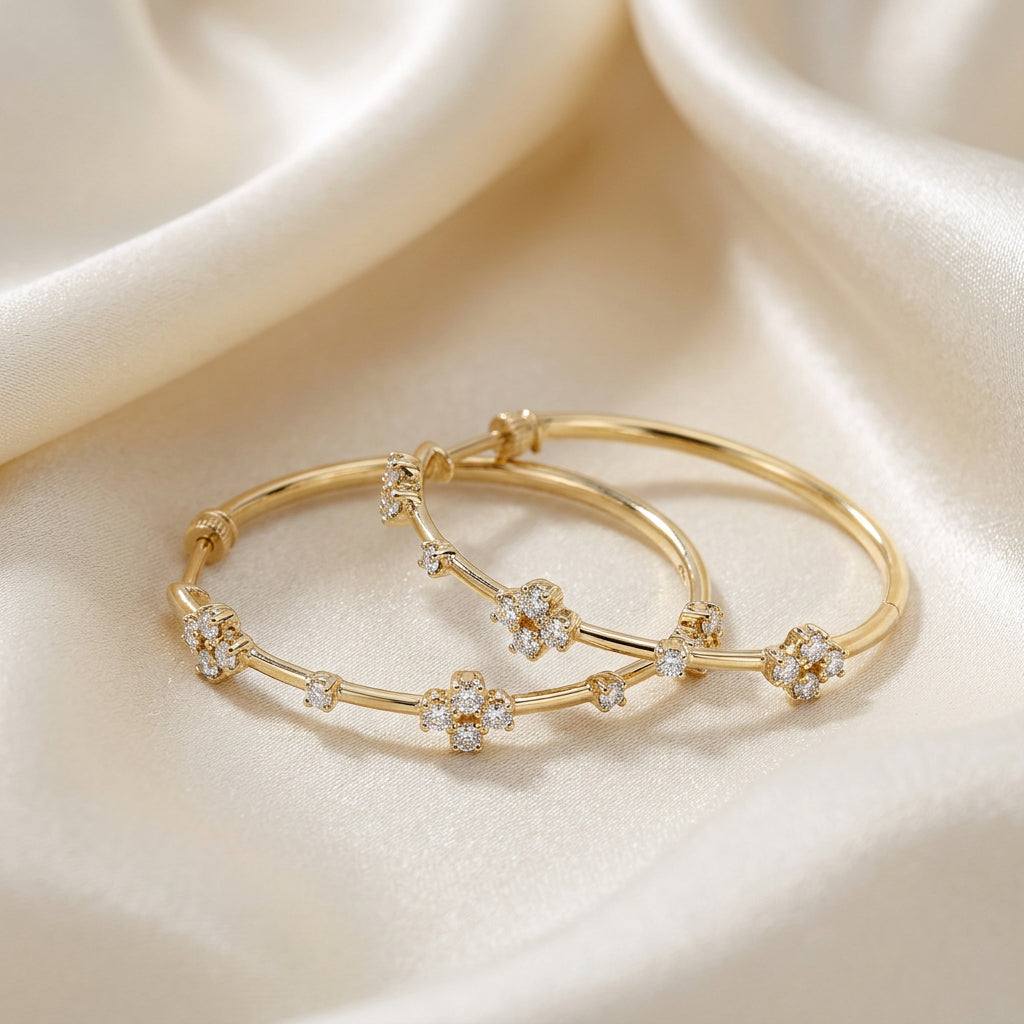 14K Yellow gold diamond classic hoops
