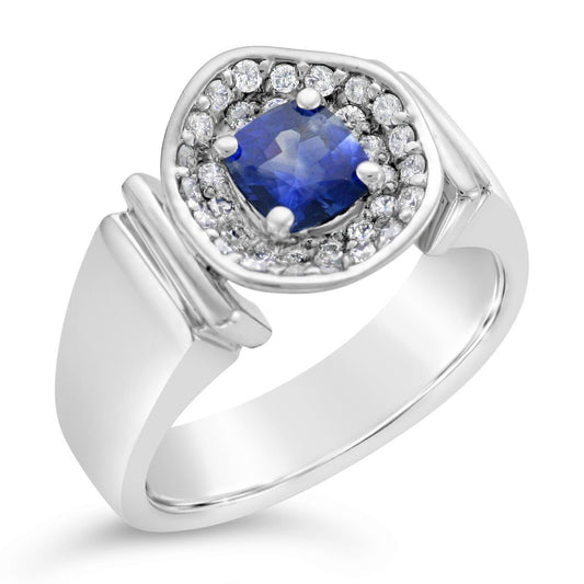 Blue Sapphire & Diamond Ring