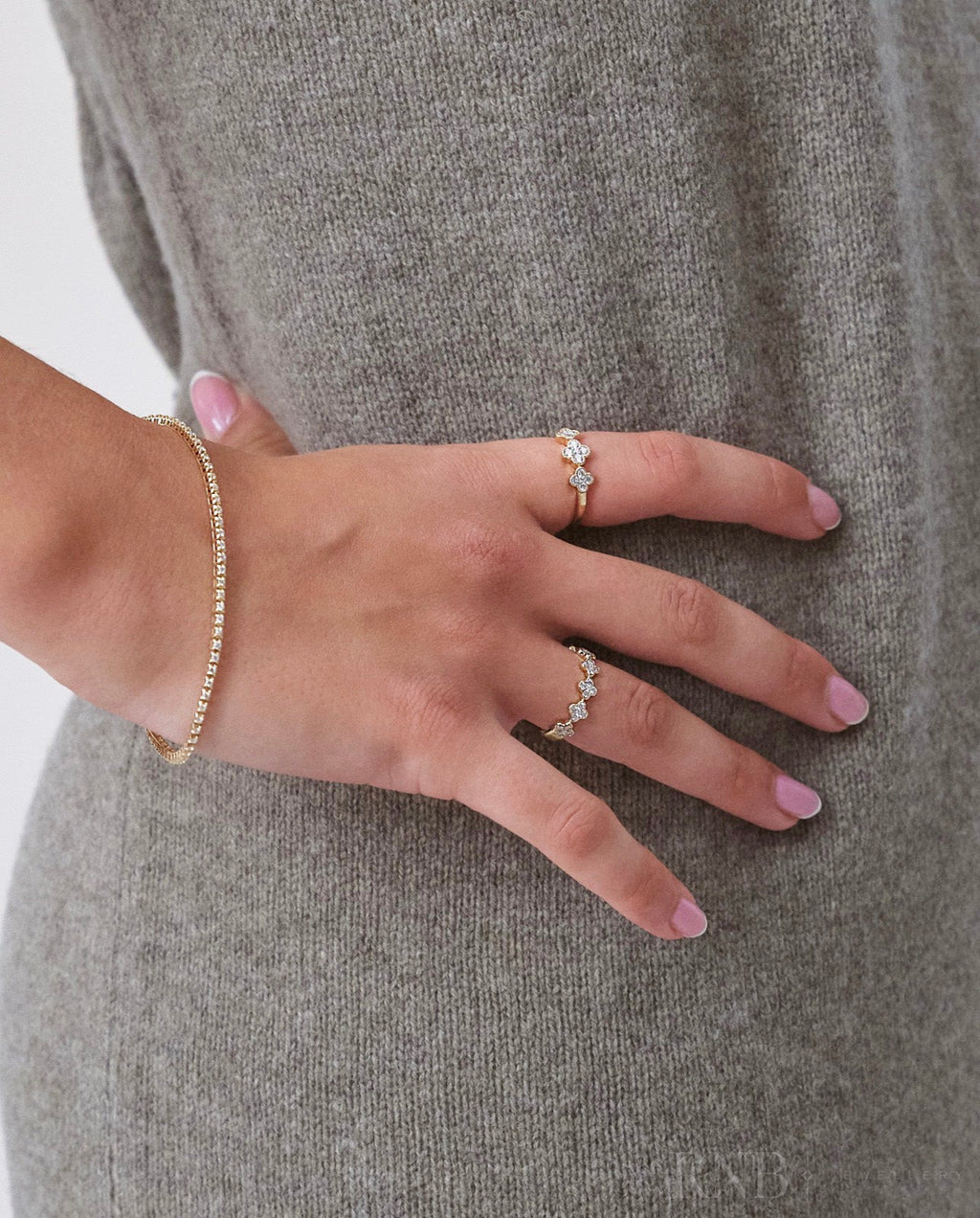Semi-Eternity Clover Diamond Ring