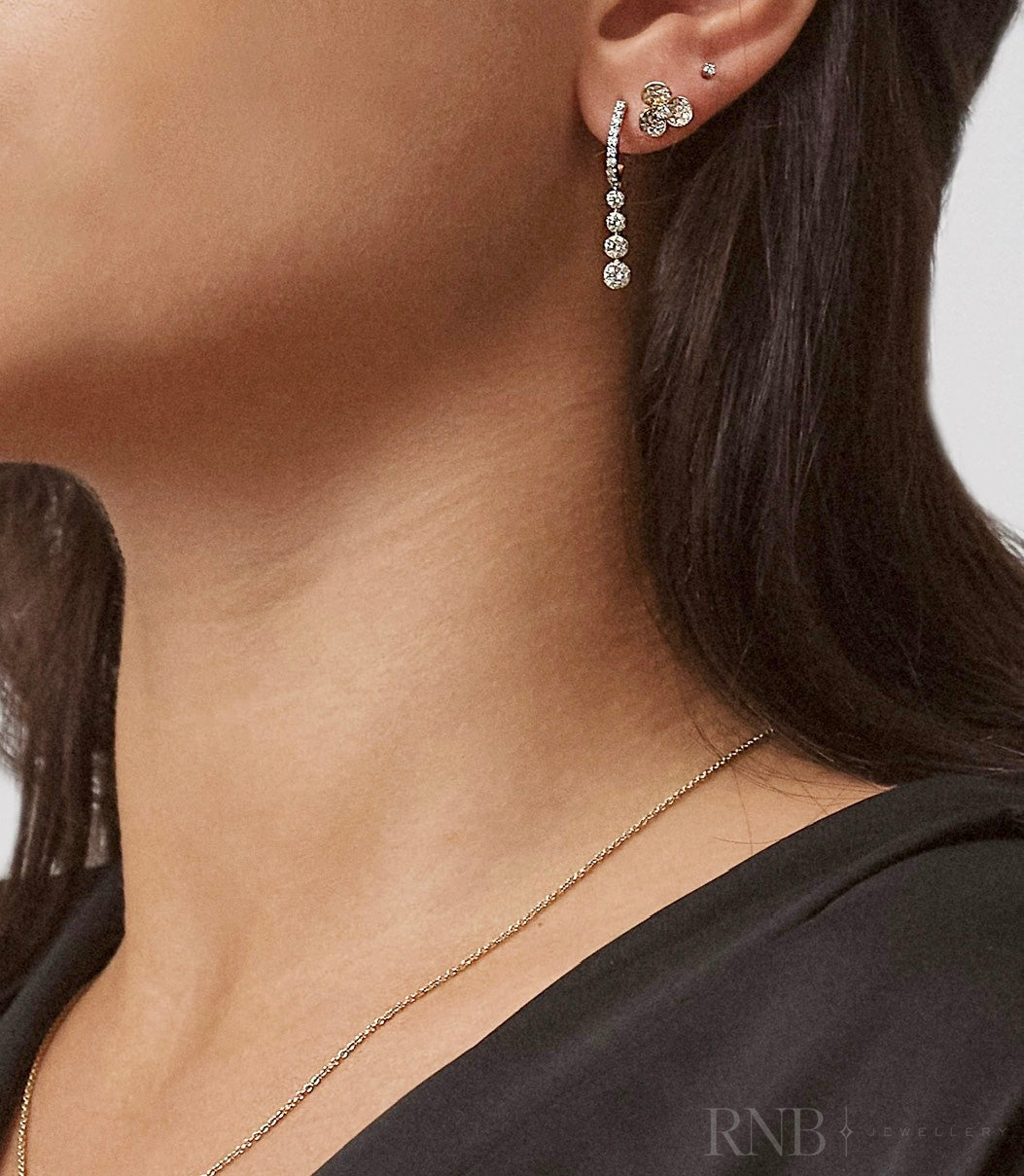 Fancy Dangling Graduated Diamond Stud Earrings