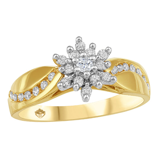 Starburst Diamond Cluster Ring