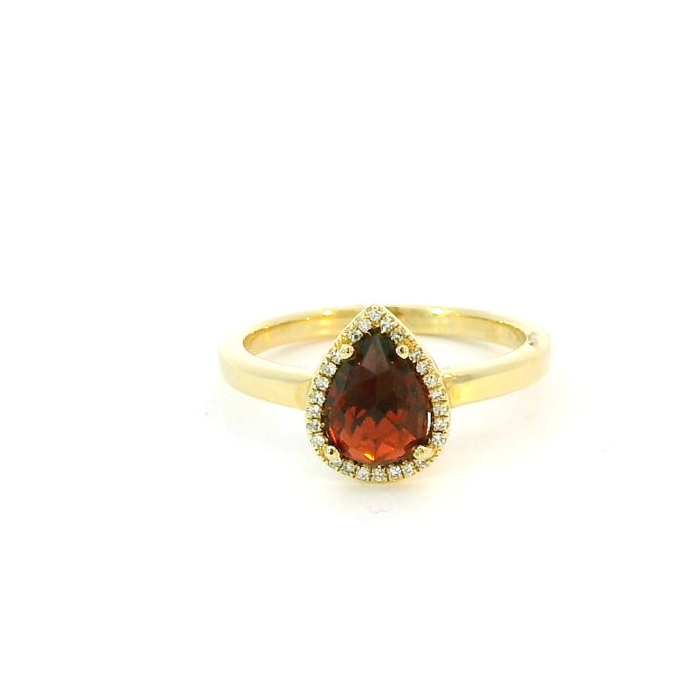 Pear Shape Garnet & Diamond Halo Ring