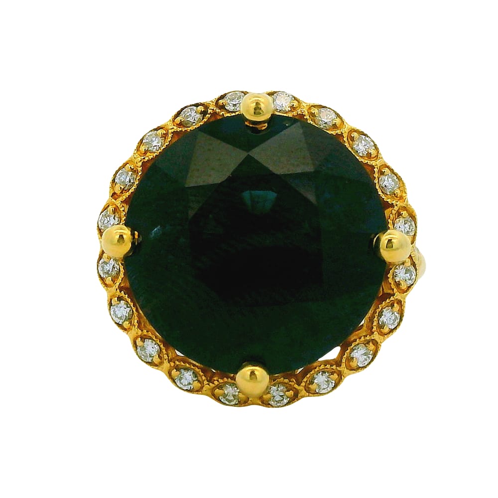 14K WG 12.19CT ROUND COBALT SPINEL ACCENTED WITH .26TW SI GH DIAMONDS CUSTOM MADE BY NOAM CARVER