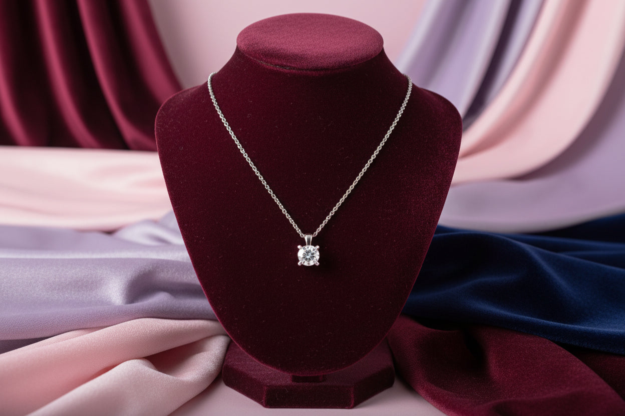 Sterling Silver 0.25ct VS2,F Lab Grown Diamond Solitaire Necklace "Love & Grown"