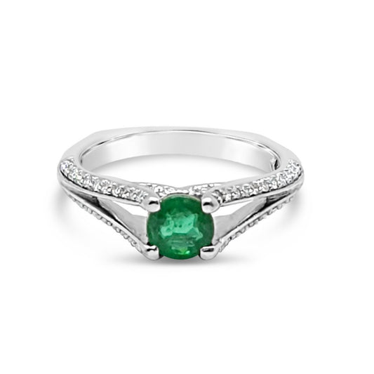 Split Shank Emerald & Diamond Ring