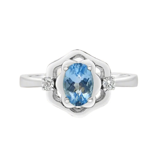 Art-Deco Blue Topaz Ring