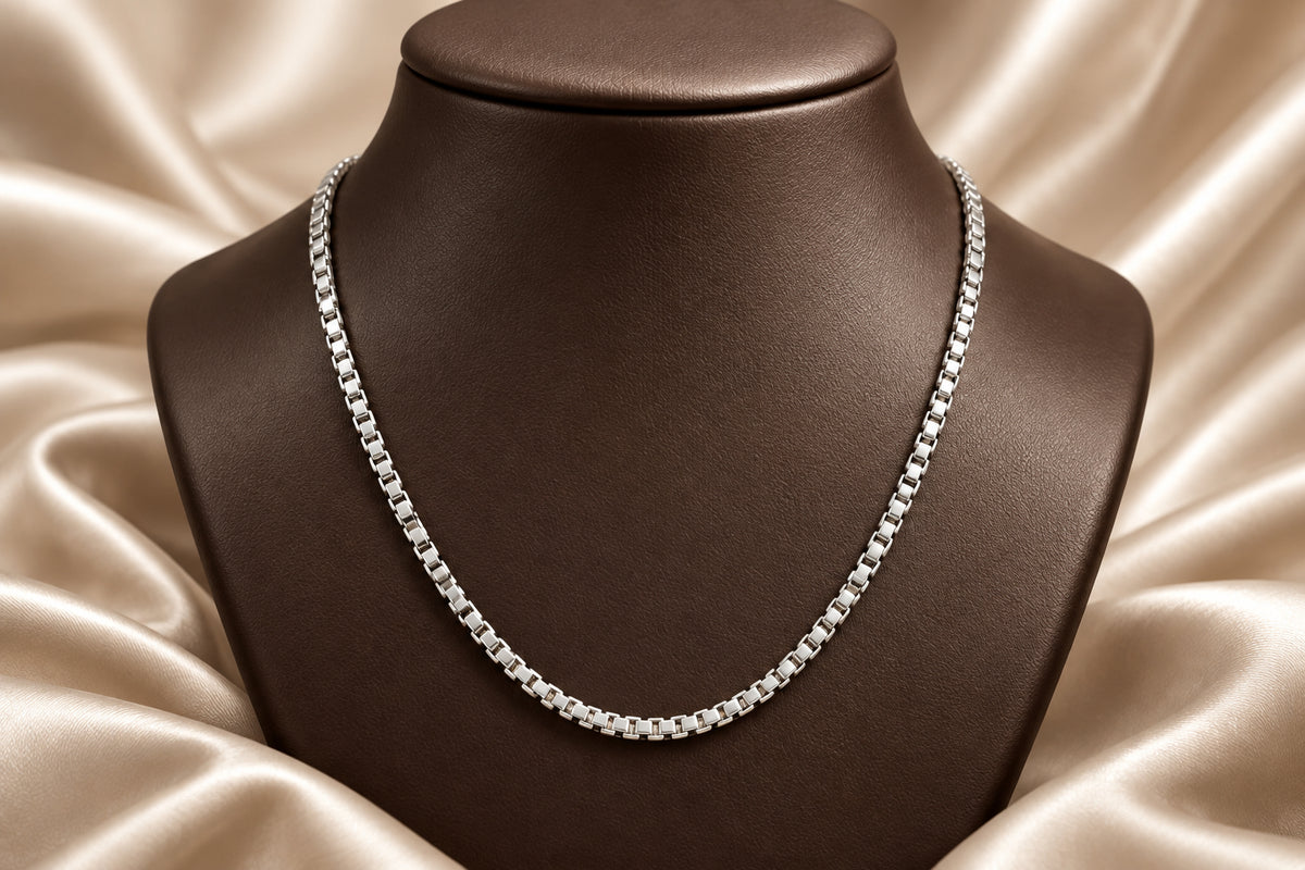Sterling silver 2.0mm oxidized venetian box chain