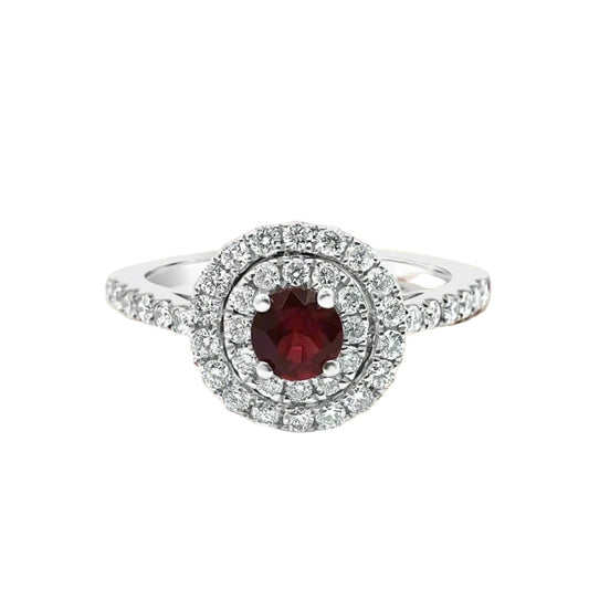 Double Halo Diamond Ruby Ring