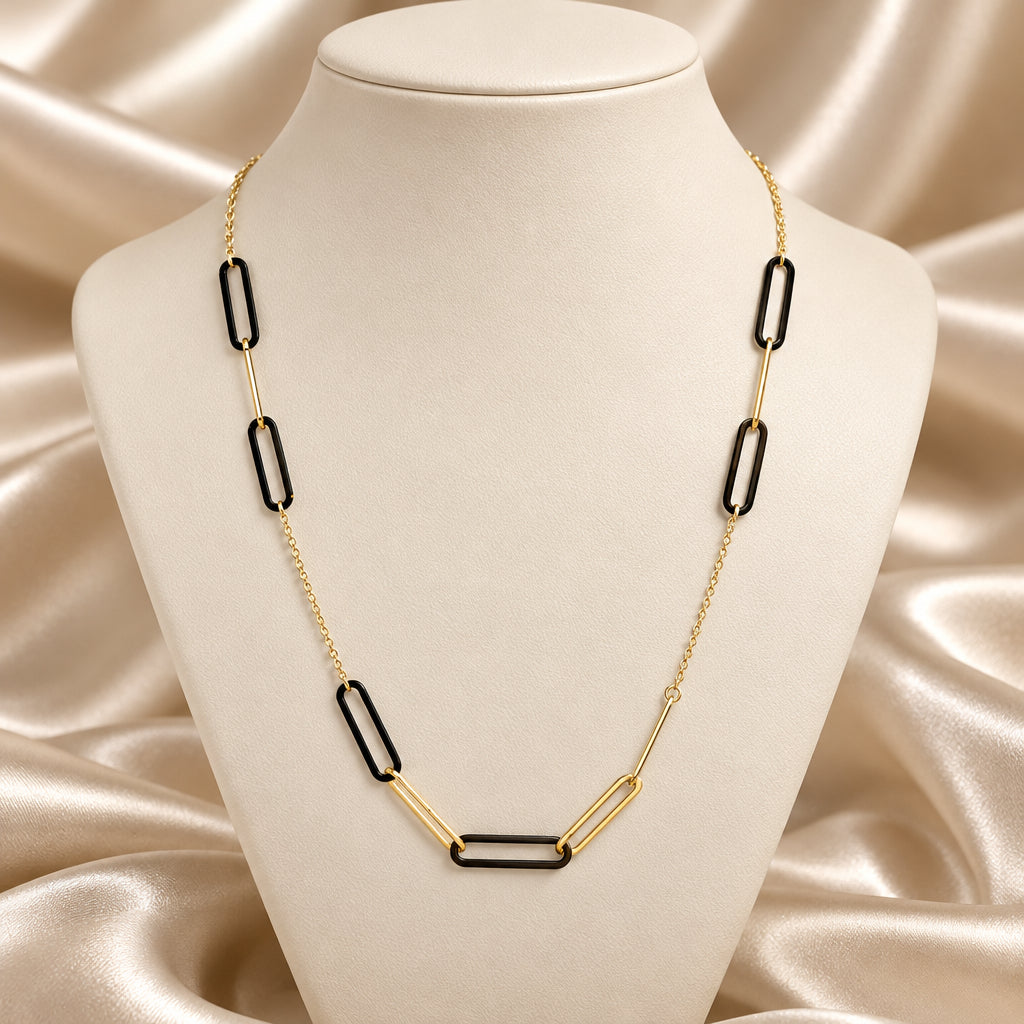 10K Yellow gold chain with paperclip link stations