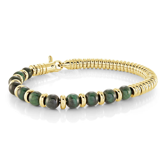 Gold Ion Plated Green Tigers Eye Bracelet