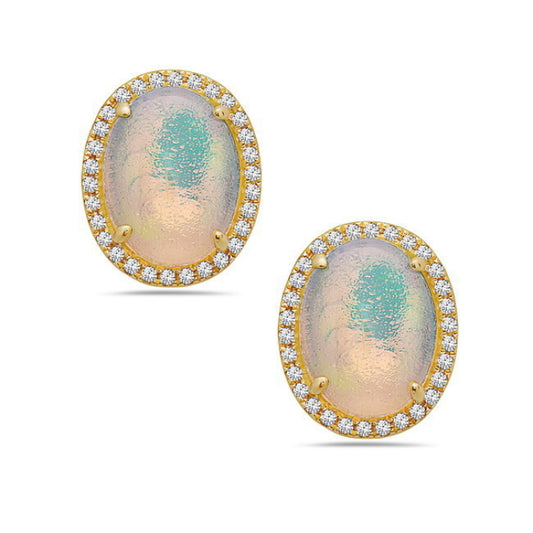 2.04ctw Opal & 0.14ctw Diamond Studs