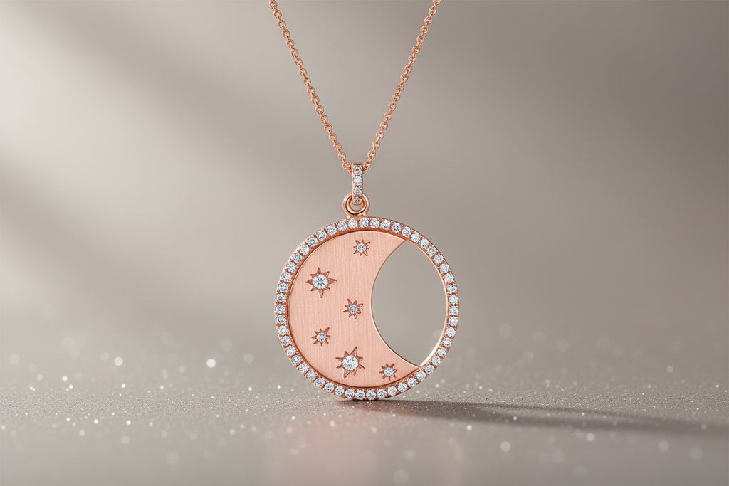 Rose Gold Diamond Pendant With Chain