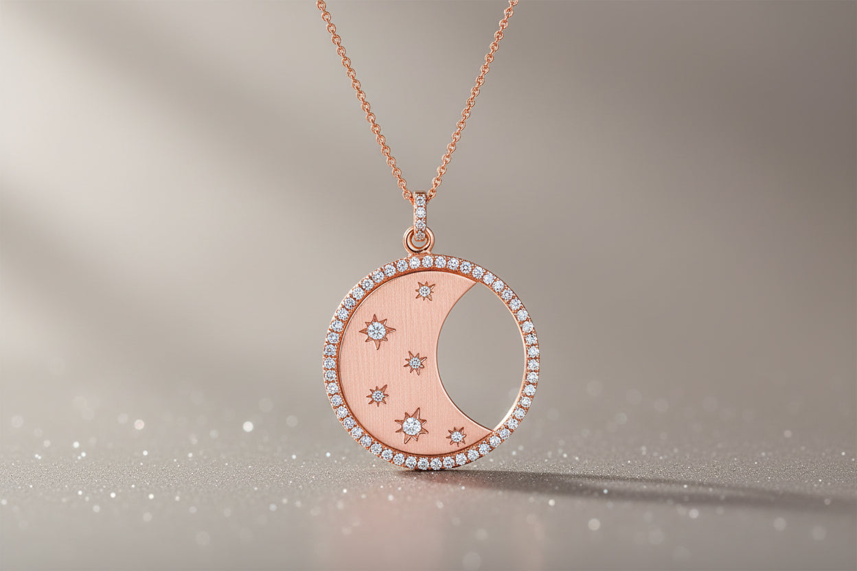 Rose Gold Diamond Pendant With Chain