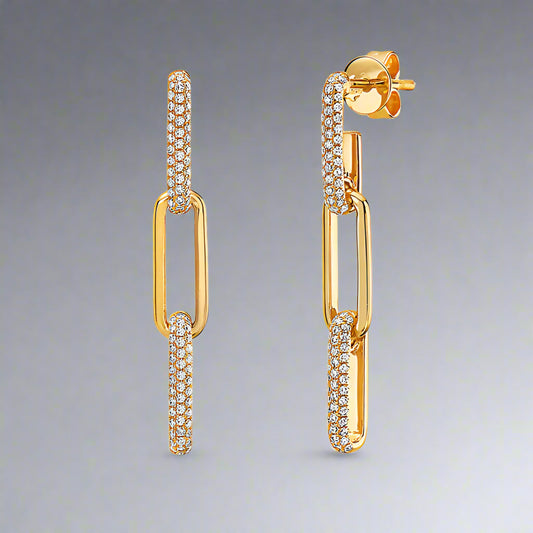 Diamond Paperclip Drop Earrings