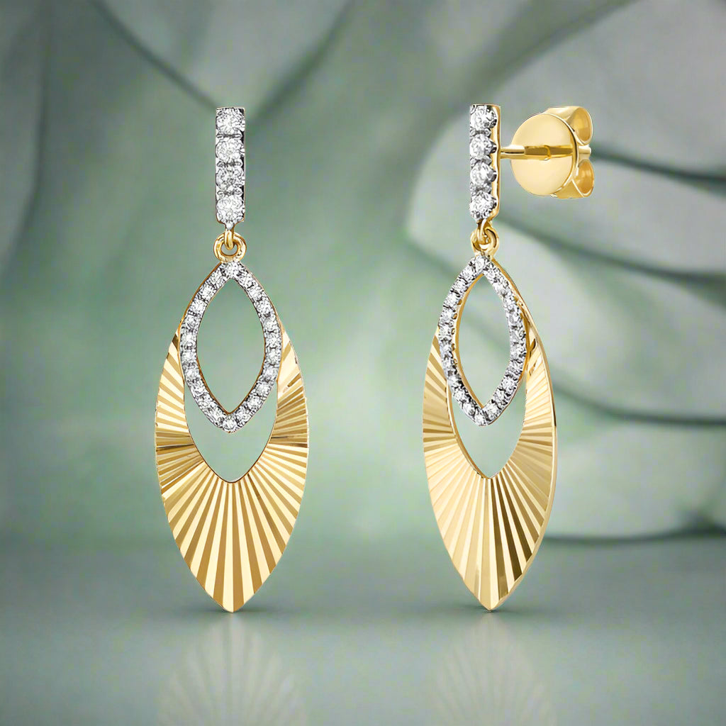 Diamond Dc Oval Dangle Earrings