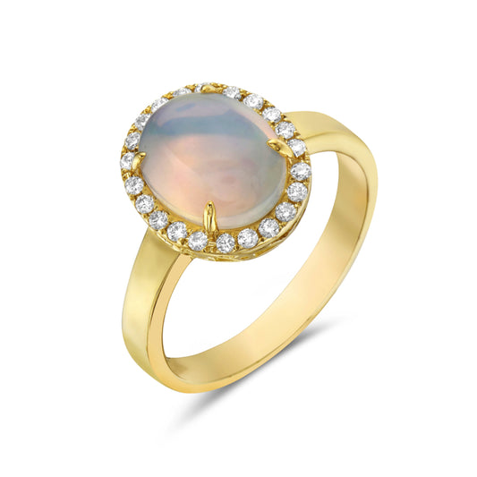 Opal Accented With Diamond Ring