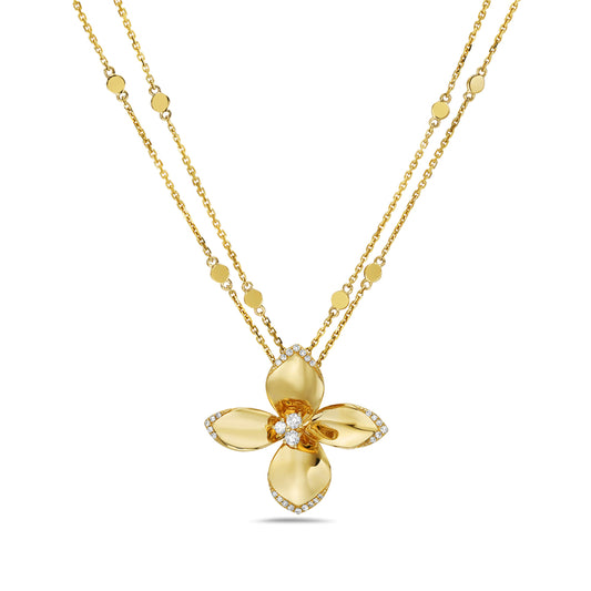 Diamond Flower Necklace With Fancy Dbl Strand