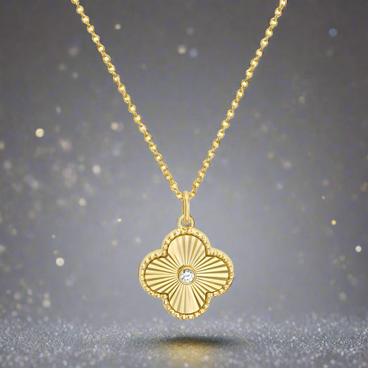 Diamond Dc Clover Pendant With Chain