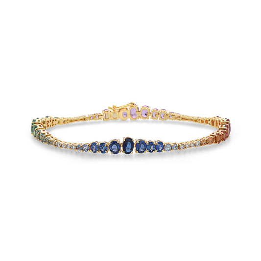 Multi Coloured Sapphires With Diamond Bracelet