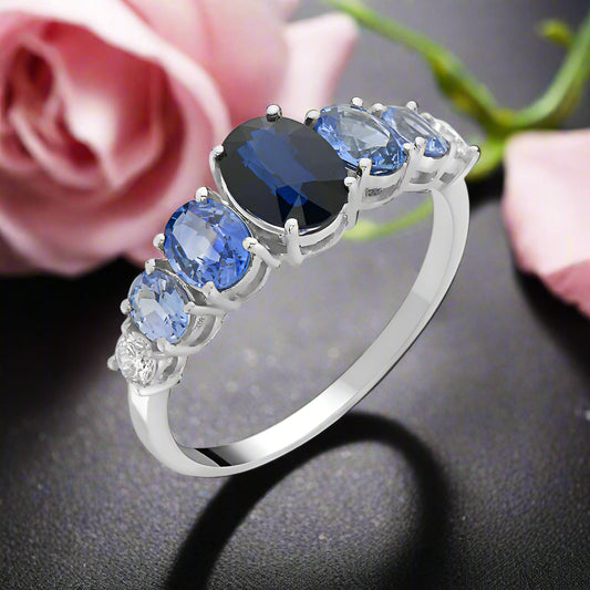 Fashion Ring With Diamonds & Sapphire