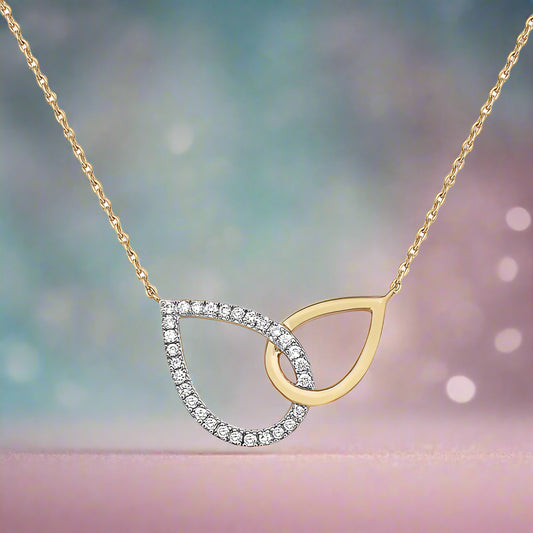 Diamond Interlocking Open Tear Drop Necklace