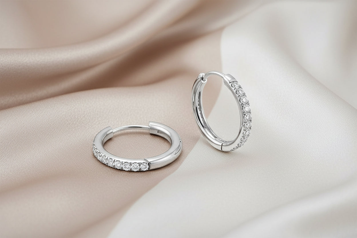 White  CZ 17.5mm Eternity Huggies