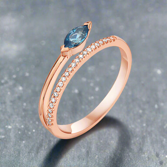 London Blue Topaz With Diamond Ring