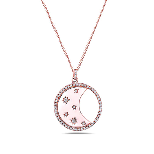 Rose Gold Diamond Pendant With Chain