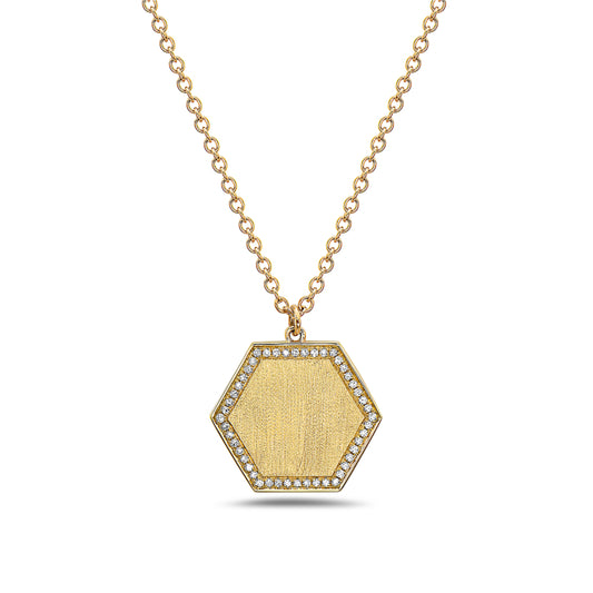 Diamond Octagon With Brush Finish Pendant