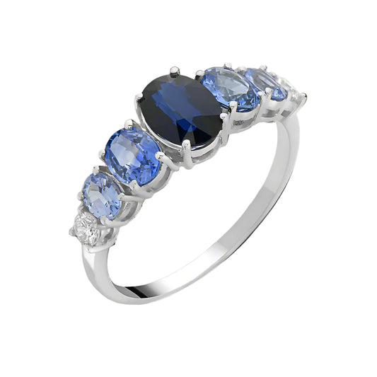 Fashion Ring With Diamonds & Sapphire